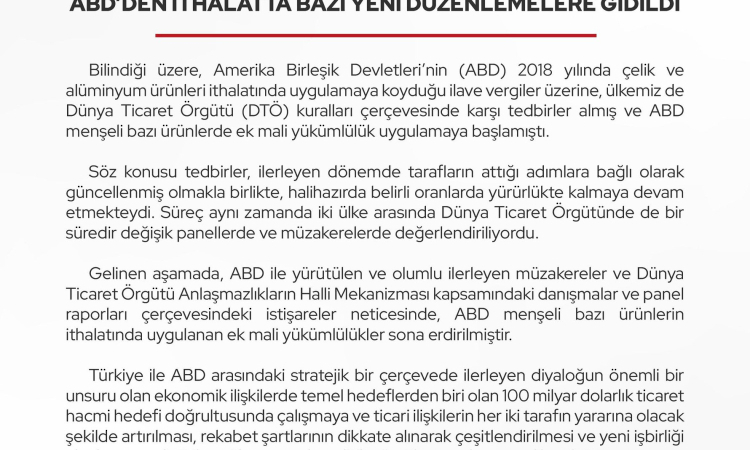 Türkiye-ABD Ticaretinde Yeni Dönem Başladı!