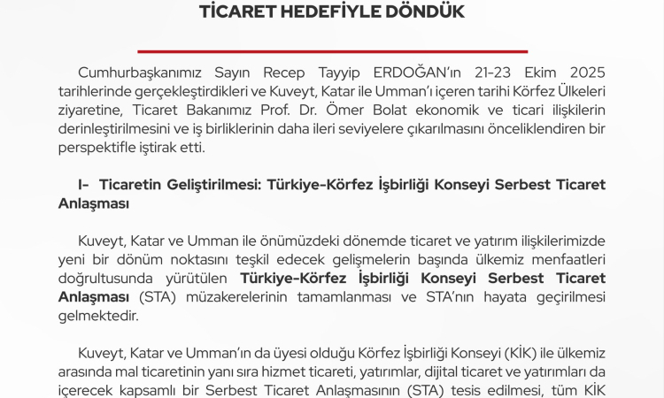 Körfez’de 15 Milyar Dolar Hedefi Açıklandı!