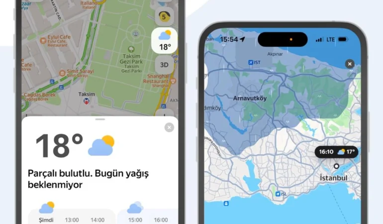 Yandex Maps’te Gerçek Zamanlı Hava Tahmini!